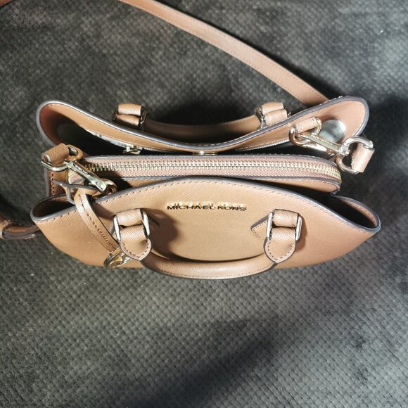 Cognac/Gold Saffiano Leather Satchel/Crossbody EUC #251 - Picture 6 of 14